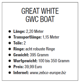 TOP NORWEGENRUTE Zebco Great White Boat Outshore MH 2,20m  Wurfgewicht 10-350 gr 